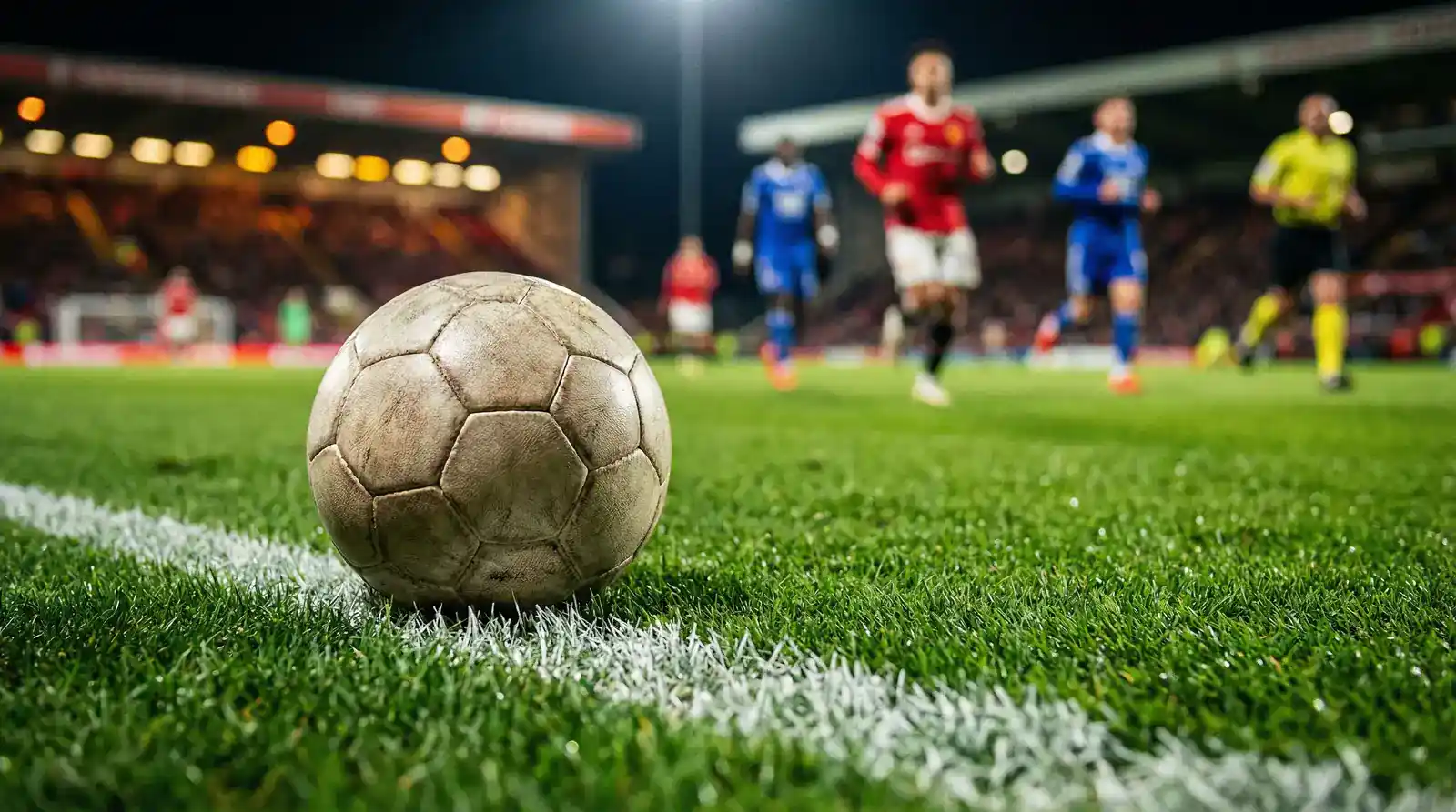 Minge de fotbal pe gazon cu linii tactice reprezentând piețele de pariuri pe Premier League